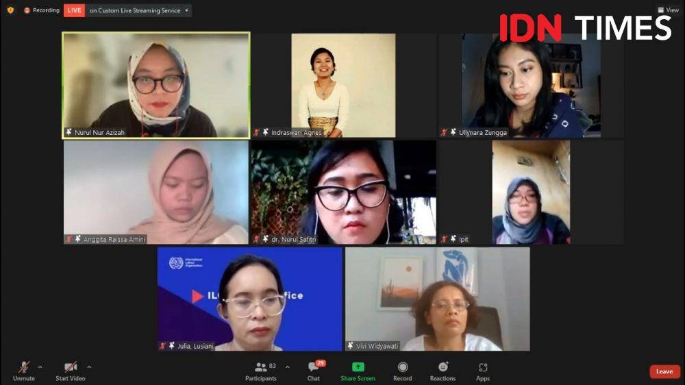 Talkshow, Performance dan Launching Pekerja Muda Bicara: Stop Kekerasan dan Pelecehan di Dunia Kerja. Kamis (14/10/2021). (IDN Times/Annisa Nisrina)