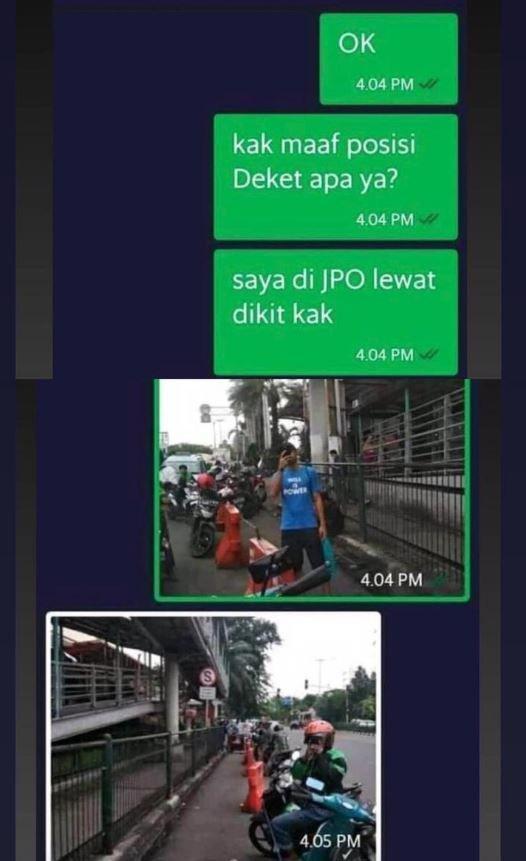 chat driver ojek online cari posisi penumpang (instagram.com/newdramaojol.id)