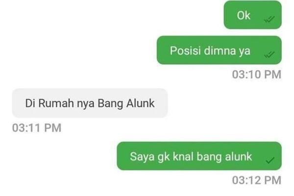 chat driver ojek online cari posisi penumpang (instagram.com/dramaojol.id)