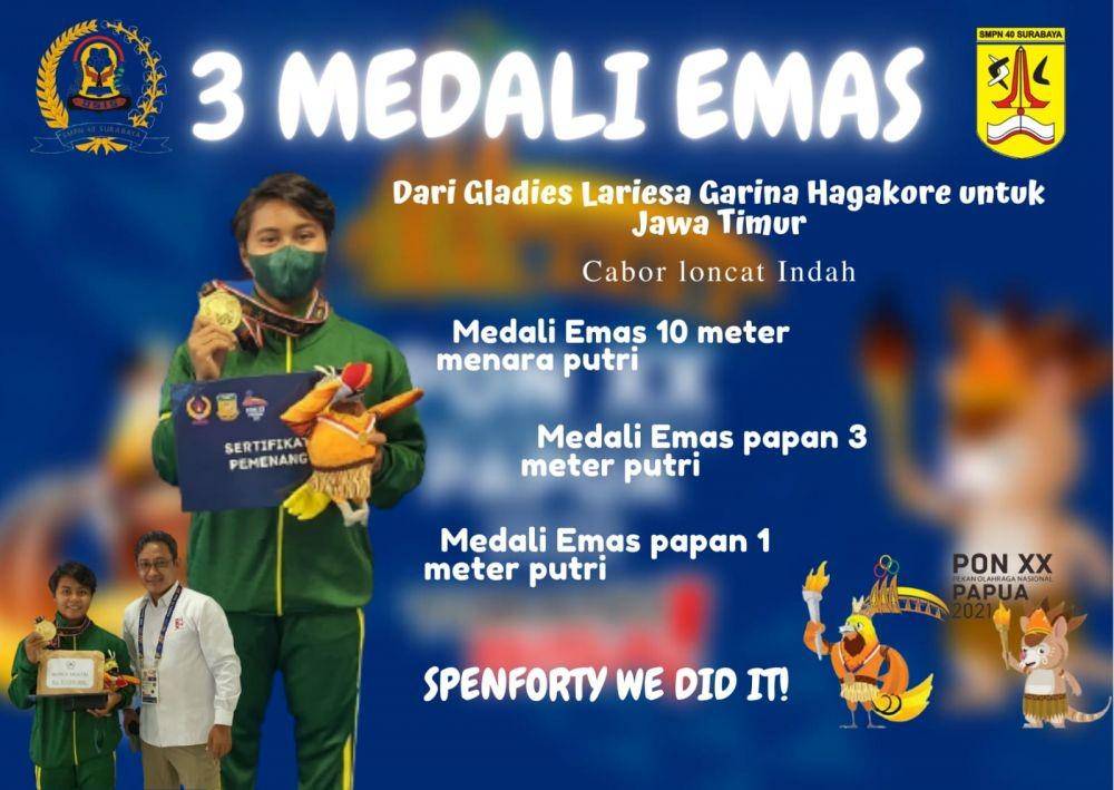 Gladies Lariesa Garina Haga Kore, penyabet 3 medali emas dari Surabaya (dok. Humas Pemkot Surabaya)