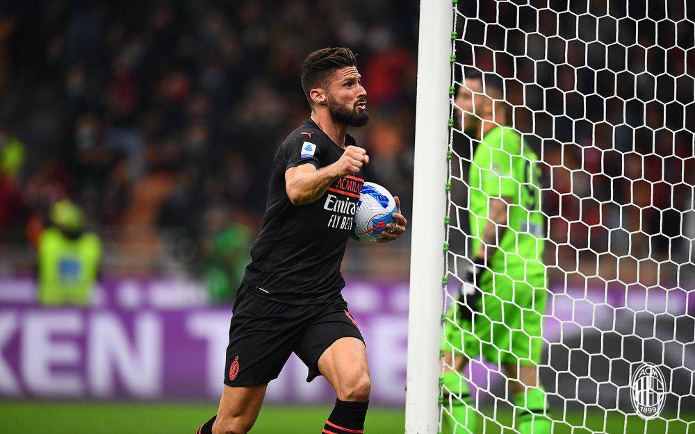 selebrasi gol Olivier Giroud (twitter.com/acmilan)