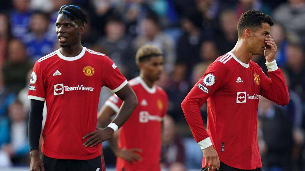 Potret pemain Manchester United saat kalah dari Leicester City. (skysports.com)