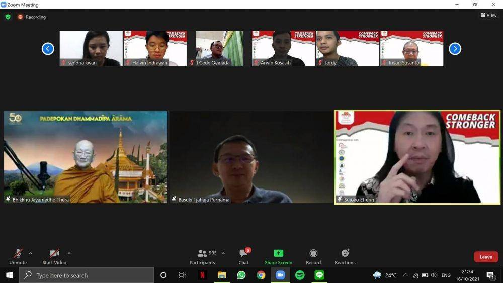 Webinar Sarasehan Kebangsaan peringatan Sumpah Pemuda yang digelar Young Buddhist Association, Sabtu malam. Dok. Istimewa.