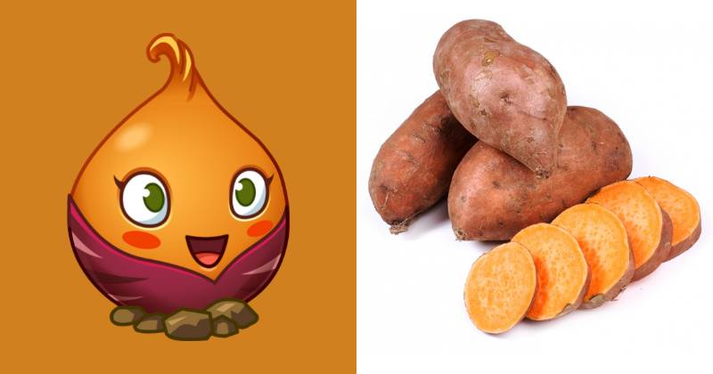 karakter Sweet Potato dan ilustrasi ubi jalar (dok. PopCap Games/Plants vs. Zombies 2 | freepik.com/Racool_studio)