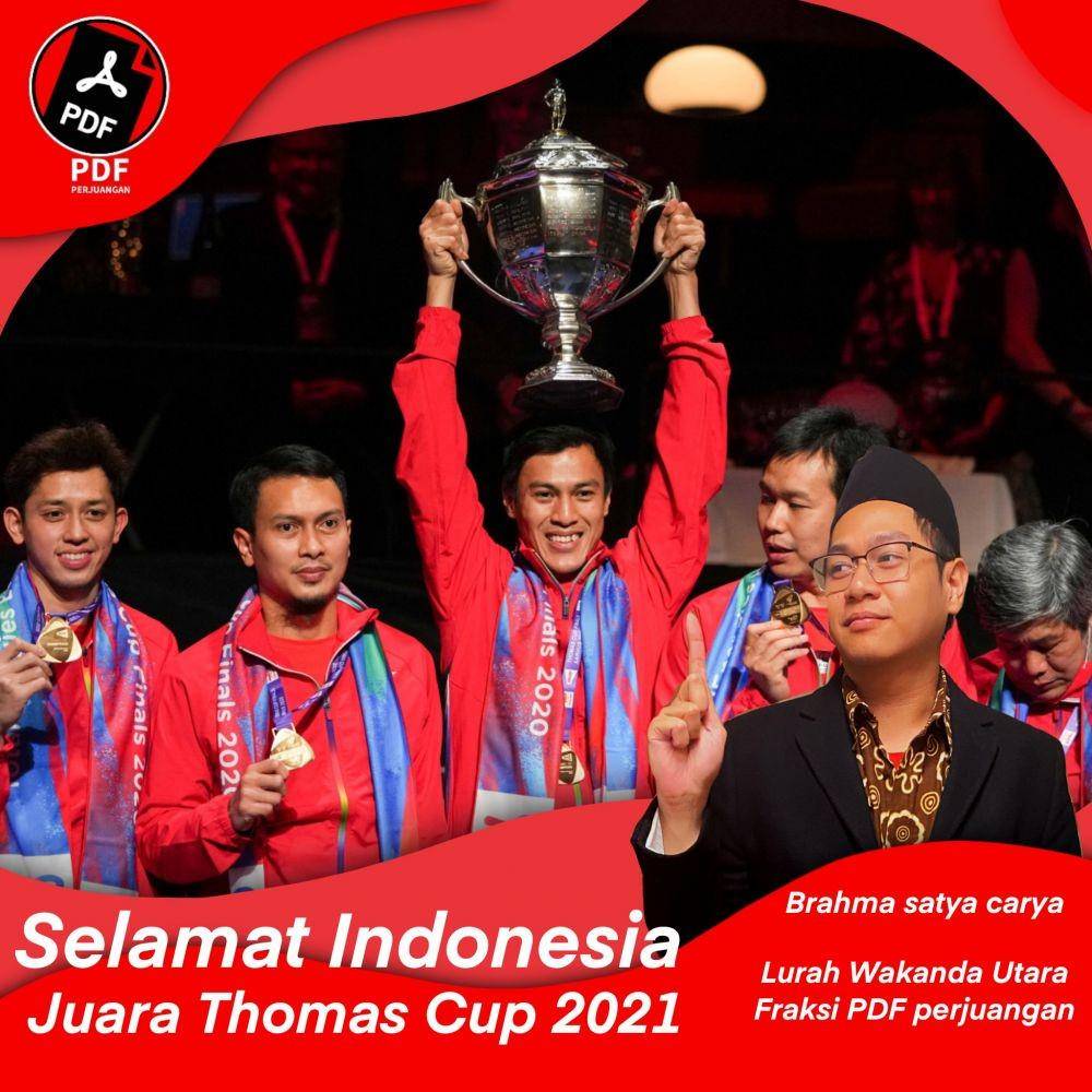ucapan selamat warganet tim Thomas Indonesia (twitter.com/hambaallahno_1)