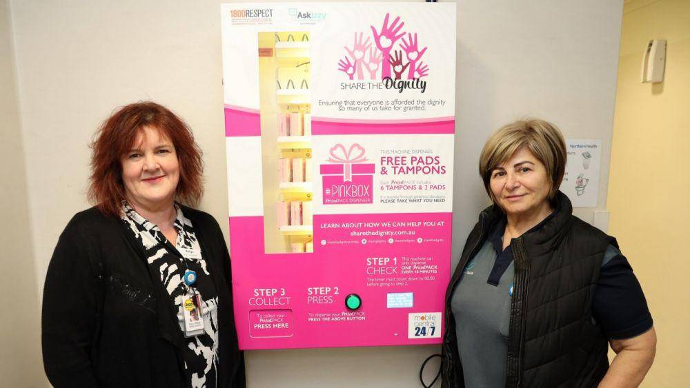 Dispenser pembalut di sebuah rumah sakit di Victoria, Australia. (twitter.com/northernhealth_)
