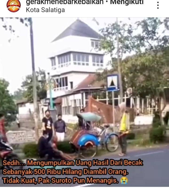 Video viral tukang becak menangis/@intagram @geraktebarkebaikan