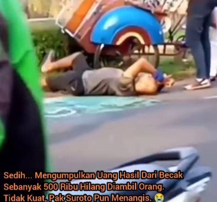 Uang Rp500 Ribu Dicuri, Tukang Becak Menangis di Jalan