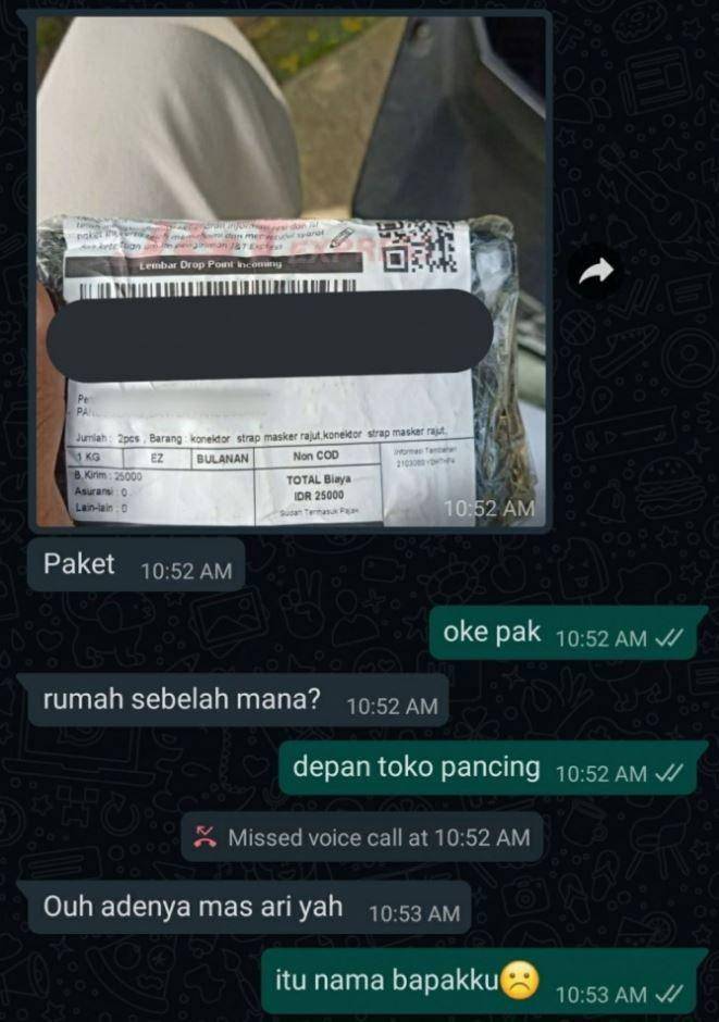 chat kurir antar paket (twitter.com/txtdrikurir)
