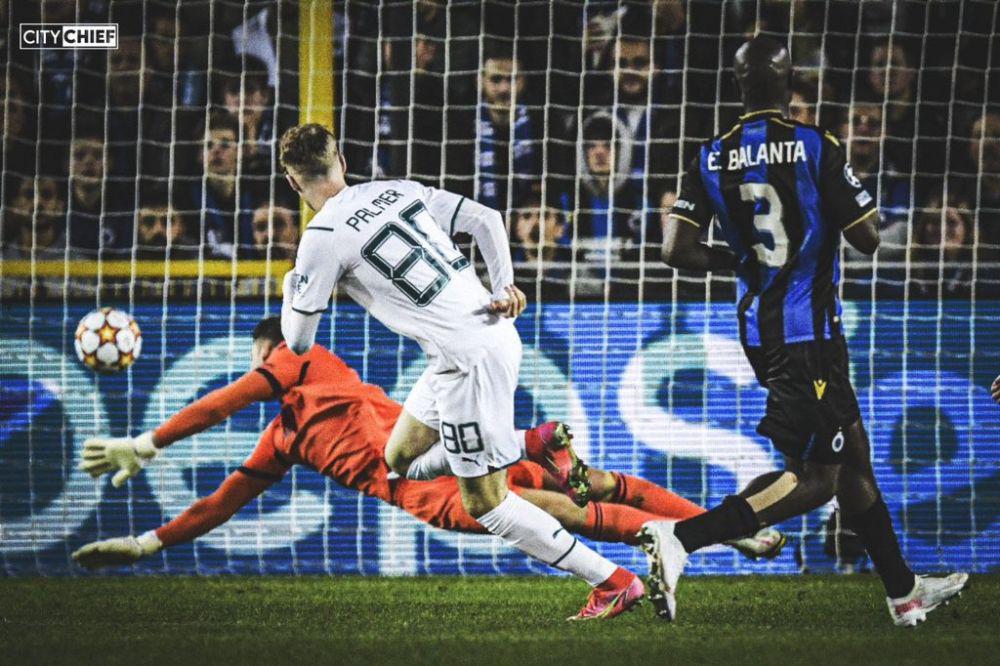 potret Cole Palmer saat memasukkan gol ke gawang Club Brugge (twitter.com/City_Chief)