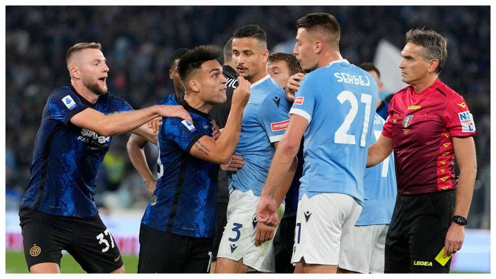 potret kerusuhan pemain saat Lazio melawan Inter Milan (marca.com)