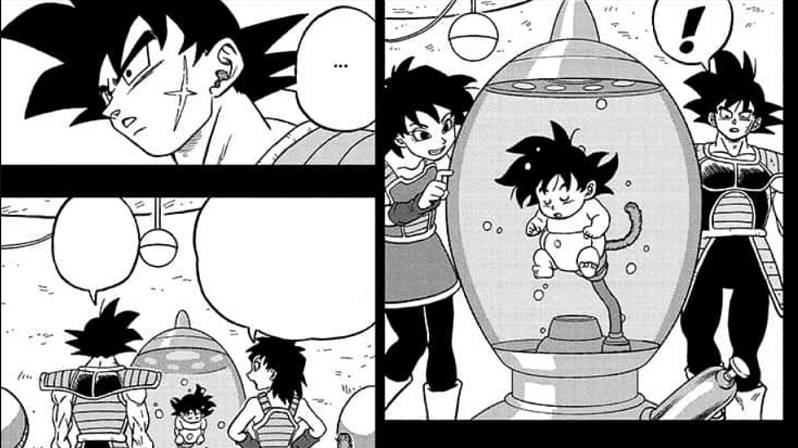 Bardock melihat bayi Kakarot. mangaplus.shueisha.co.jp/Dragon Ball Super