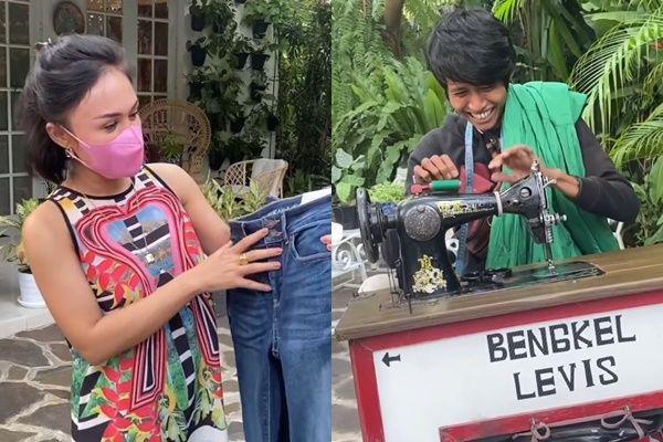 9 Momen Yuni Shara Permak Baju di Penjahit Keliling, Banjir Pujian