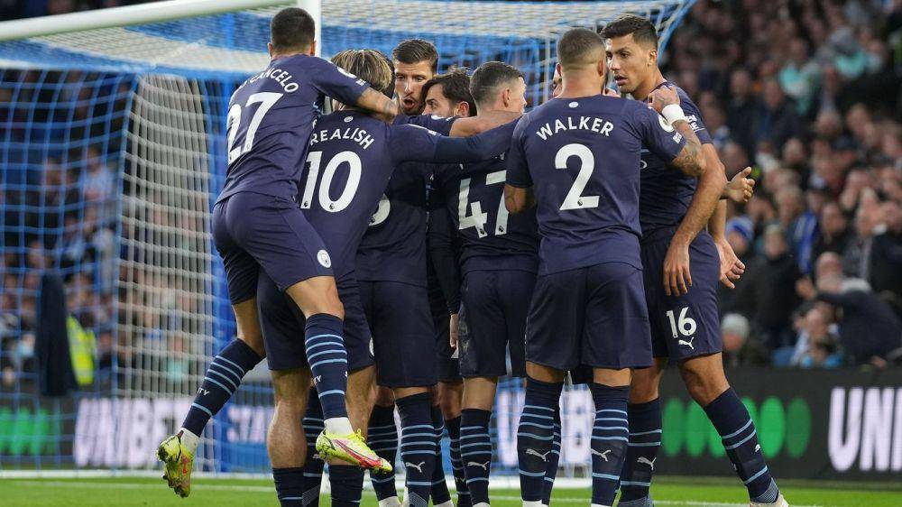 potret selebrasi gol pemain Man City (premierleague.com)