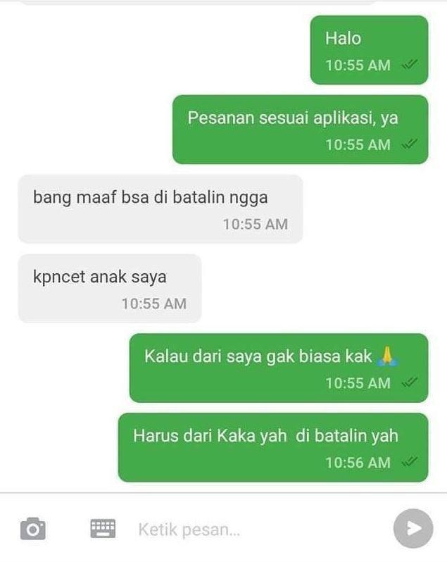 chat driver gak jadi jemput penumpang (instagram.com/newdramaojol.id)