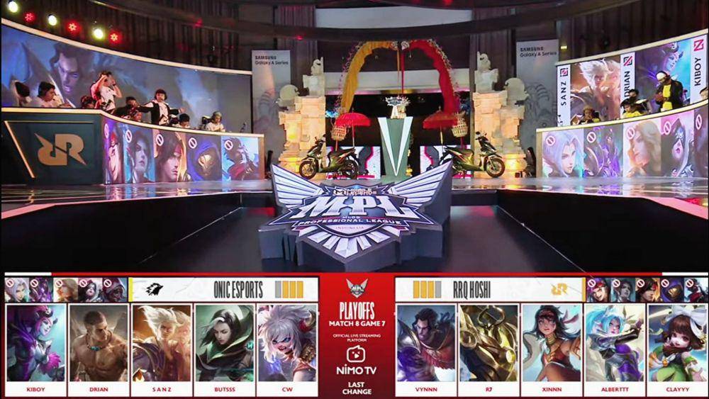 Susunan draft pick Onic Esport dan RRQ Hoshi. (YouTube.com/Mobile Legends: Bang Bang Official)