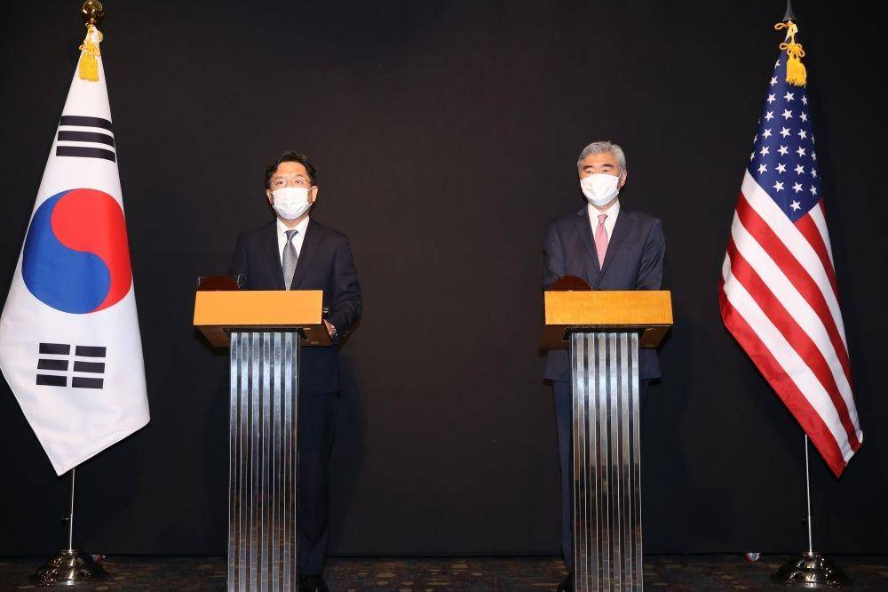 Pertemuan Sung Kim dan Noh Kyu-duk di Kota Seoul, pada 24 Oktober 2021. twitter.com/ians_india