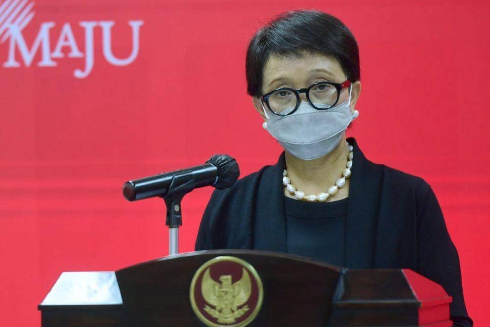 Menteri Luar Negeri Retno Marsudi memberikan keterangan pers pada Senin (25/10/2021). (dok. Biro Pers Kepresidenan)