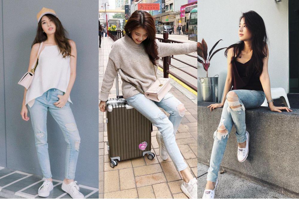 10 Padu Padan Celana Jeans ala Sananthachat Thanapatpisal