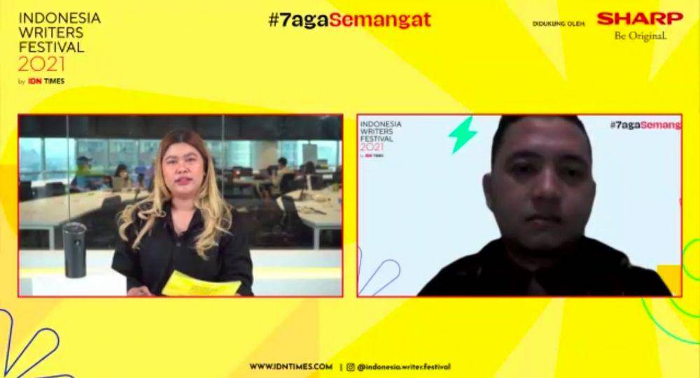 Jumawan Syahrudin menjadi pembicara di Indonesia Writers Festival 2021. (YouTube.com/IDN Times)