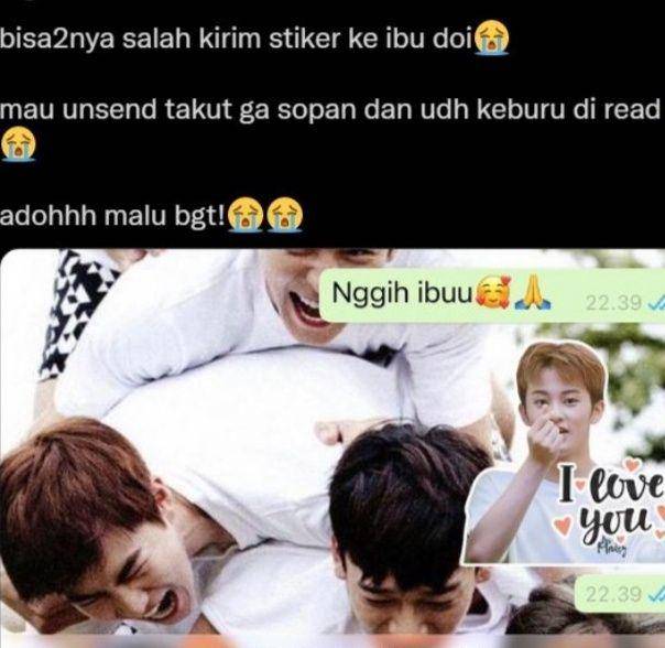 chat lucu salah kirim stiker (instagram.com/chatlucukok))