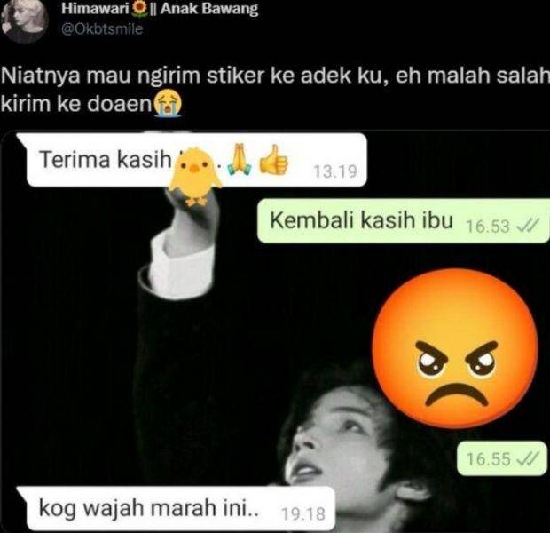 chat lucu salah kirim stiker (twitter.com/himawari)