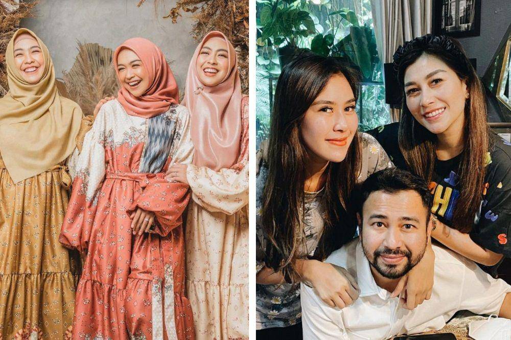 potret Oki Setiana Dewi bersama kedua adiknya dan potret Raffi Ahmad bersama kedua adiknya (instagram.com/okisetianadewi | instagram.com/syahnazs)