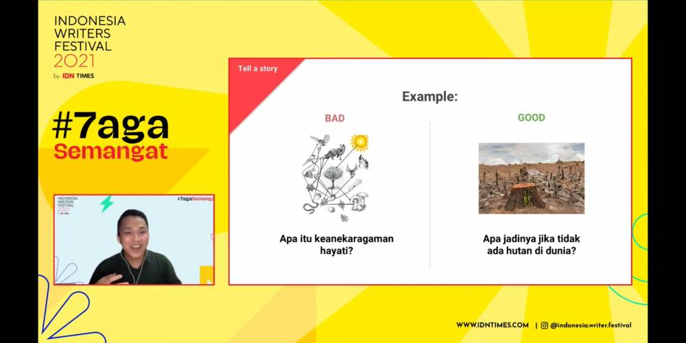 Albizia Akbar dalam Indonesia Writers Festival 2021 (YouTube.com/IDN Times)