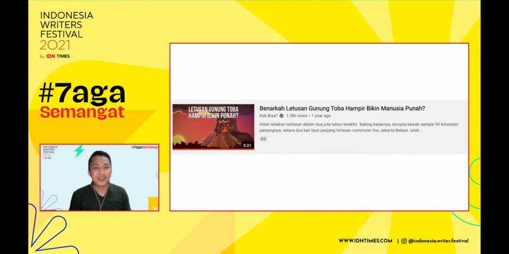 Albizia Akbar dalam Indonesia Writers Festival 2021 (YouTube.com/IDN Times)