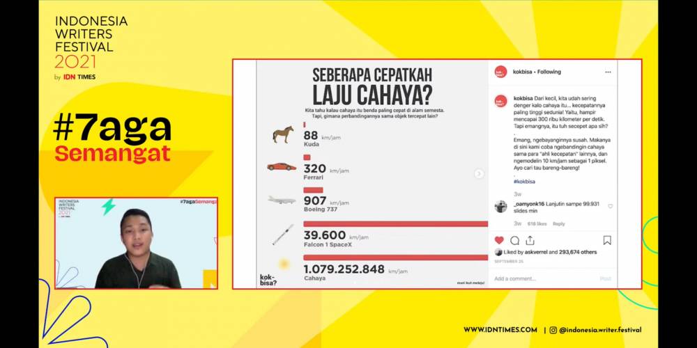 Albizia Akbar dalam Indonesia Writers Festival 2021 (YouTube.com/IDN Times)