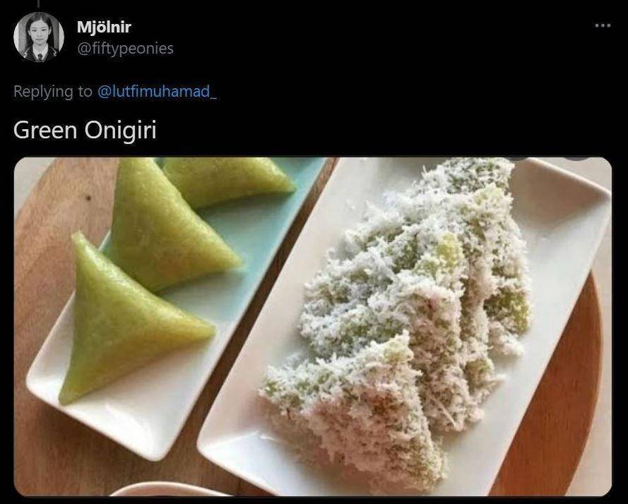 orang Indonesia makan onigiri (twitter.com/fiftypeonies)
