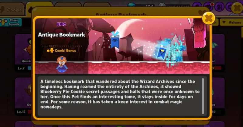 deskripsi Antique Bookmark dalam game (dok. Devsisters/Cookie Run: OvenBreak)