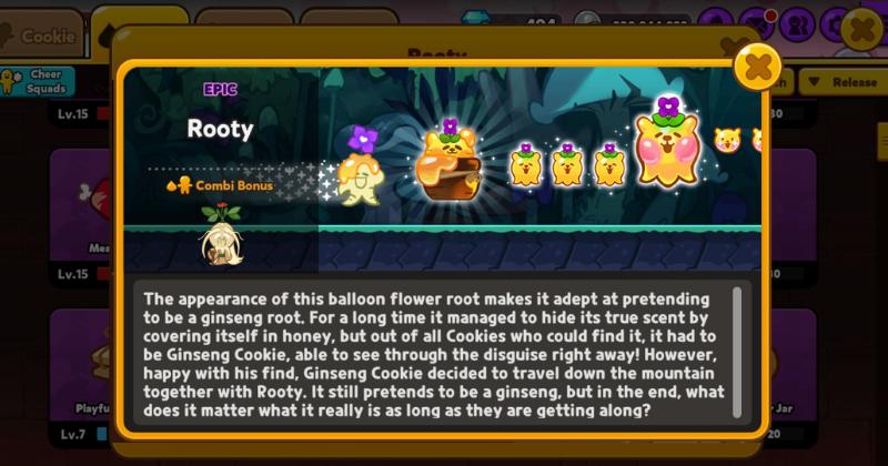 deskripsi Rooty dalam game (dok. Devsisters/Cookie Run: OvenBreak)