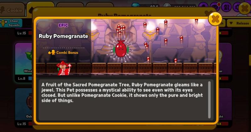 deskripsi Ruby Pomegranate dalam game (dok. Devsisters/Cookie Run: OvenBreak)