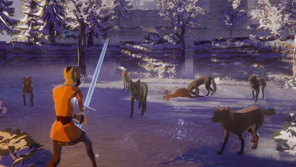 Kolonis menghadapi hewan buas dalam Going Medieval. (dok. Foxy Voxel/Going Medieval)