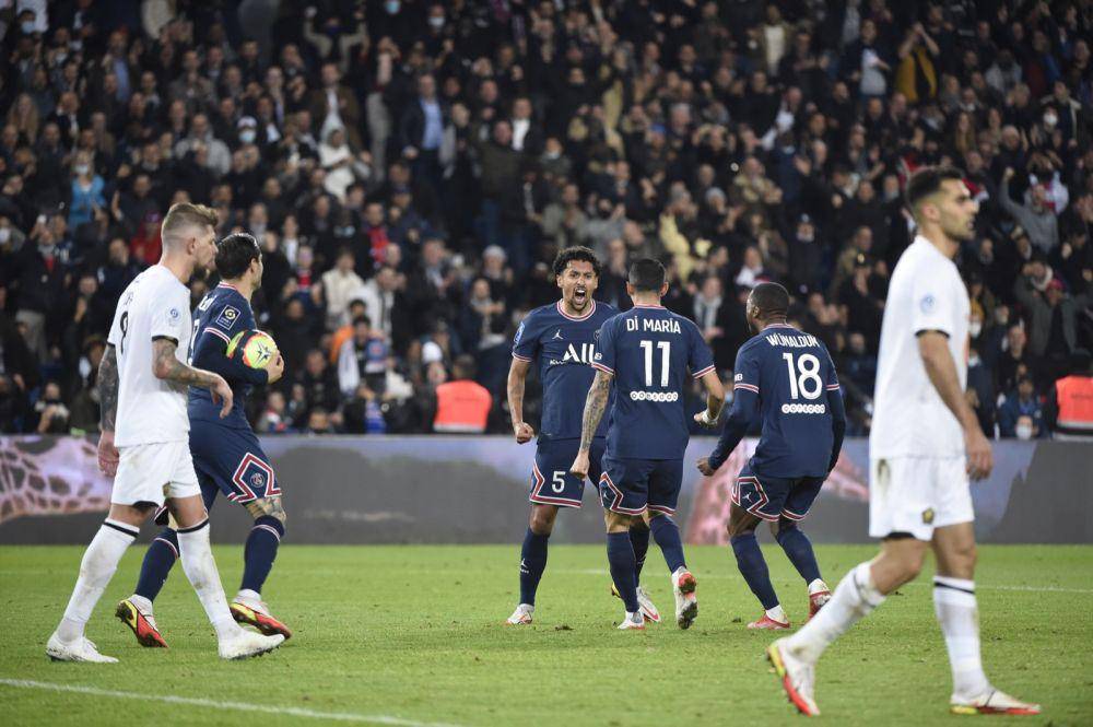 potret selebrasi gol Marquinhos (twitter.com/PSG_English)