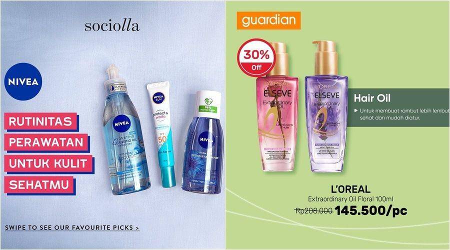 Promo makeup dan skincare November 2021. (instagram.com/sociolla | instagram.com/guardian_id)