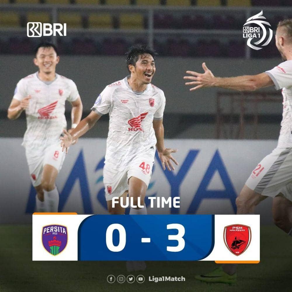 Libas Persita 0-3, PSM Merangsek ke Lima Besar Klasemen Liga 1