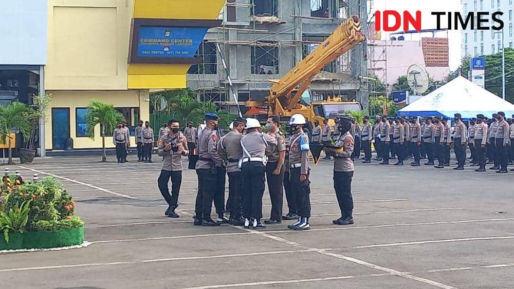 Upacara Bripka IS di Mapolresta Bandar Lampung. (IDN Times/Tama Yudha Wiguna)