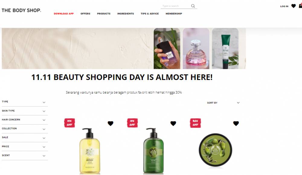 Promo makeup dan skincare November 2021. (thebodyshop.co.id)