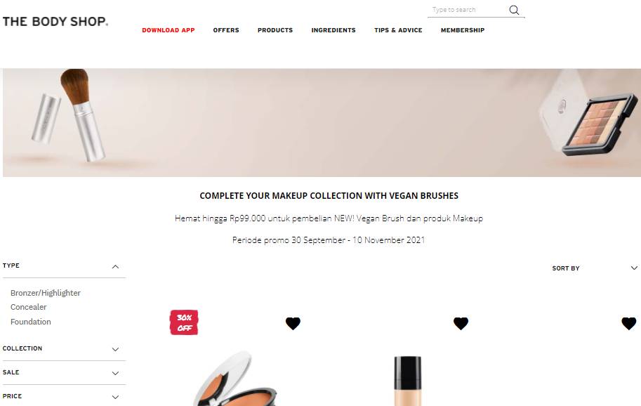 Promo makeup dan skincare November 2021. (thebodyshop.co.id)