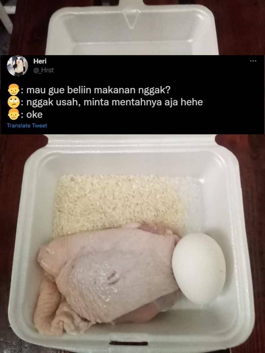 momen tak terduga makanan bungkus (twitter.com/_hrst)