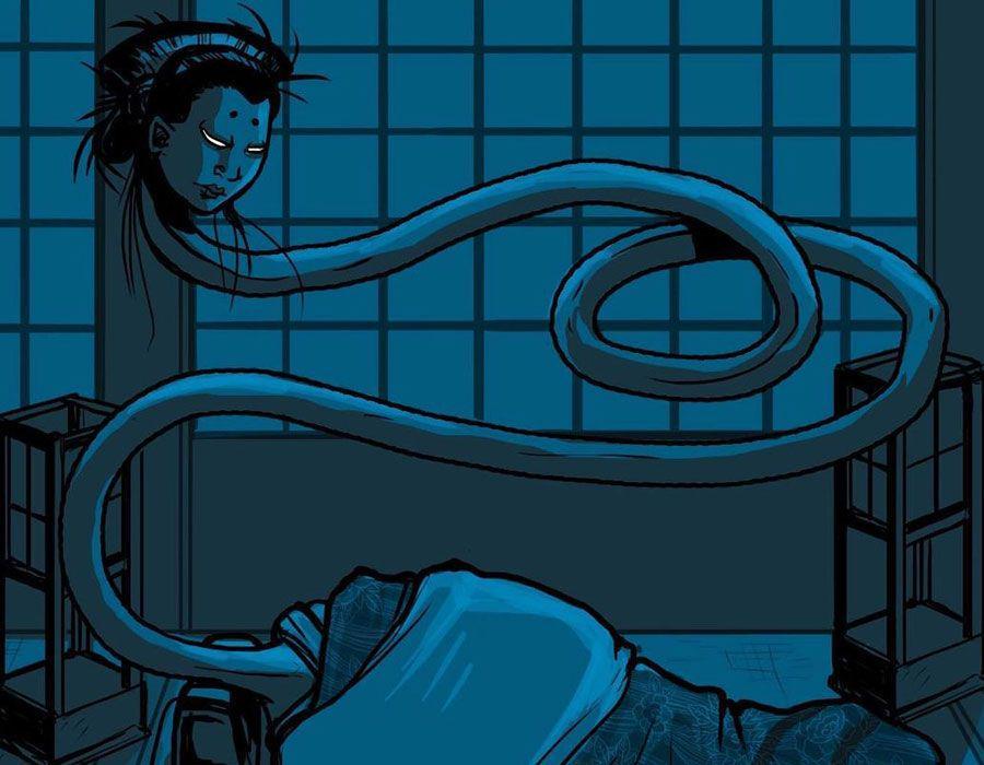 ilustrasi hantu Rokurokubi dari Jepang (instagram.com/dllecky)