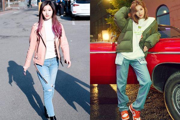 Celana jeans Sana Twice (twitter.com/misayeon/koreaboo.com)