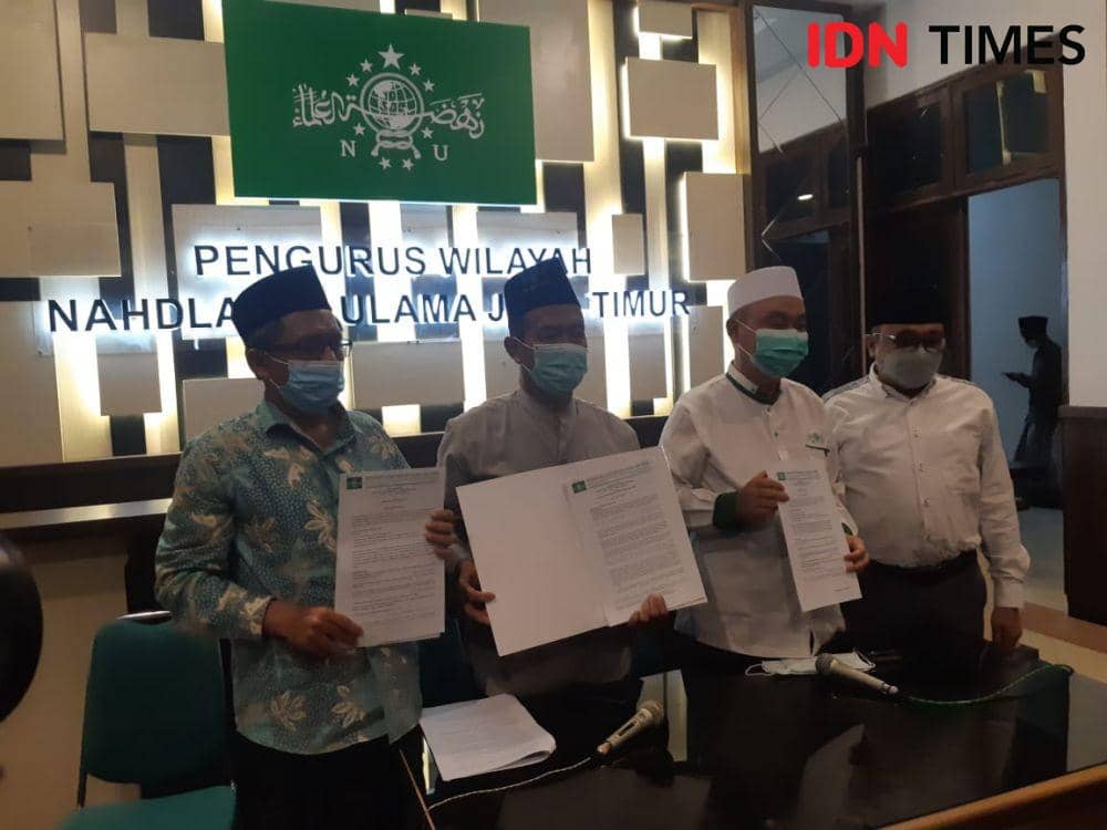 PWNU Jatim konferensi pers soal hasil bahtsul massail hukum cryptocurrency. IDN Times/Ardiansyah Fajar