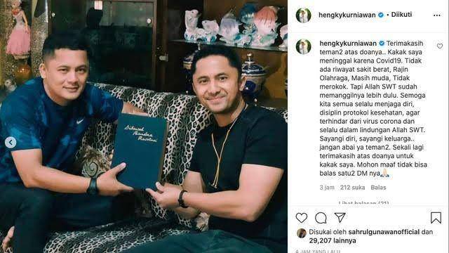 Artis kehilangan saudara (instagram.com/hengkykurniawan)