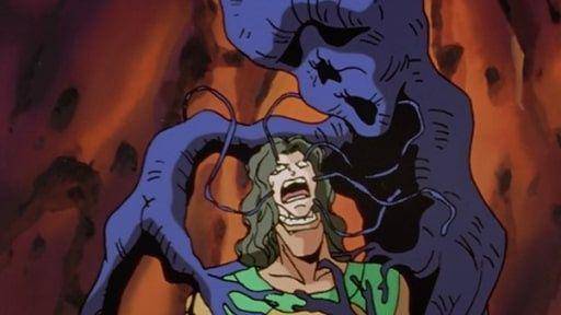 Kurama menanam pohon parasit ke dalam tubuh Elder Toguro. (dok. Pierrot/Yu Yu Hakusho)