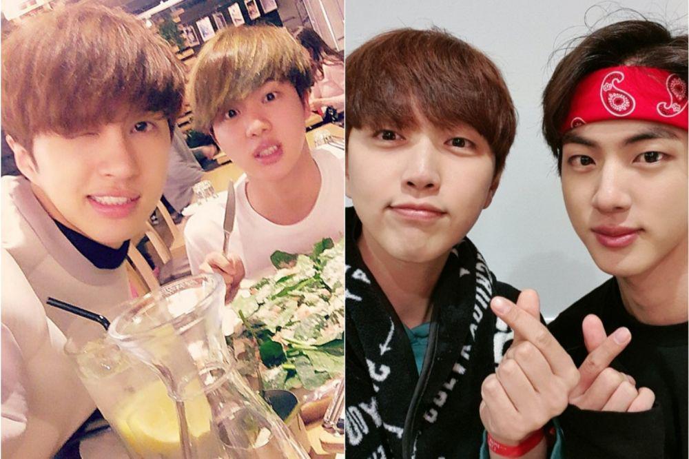 Jin BTS dengan Ken VIXX dan Jin BTS dengan Sandeul B1A4 (twitter.com/jaehwany0406 | twitter.com/SANDEUL920320)