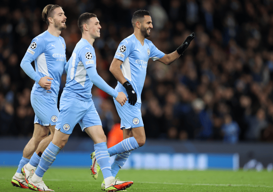 potret para pemain Manchester City di laga melawan Club Brugge (twitter.com/PrensaFutbol)