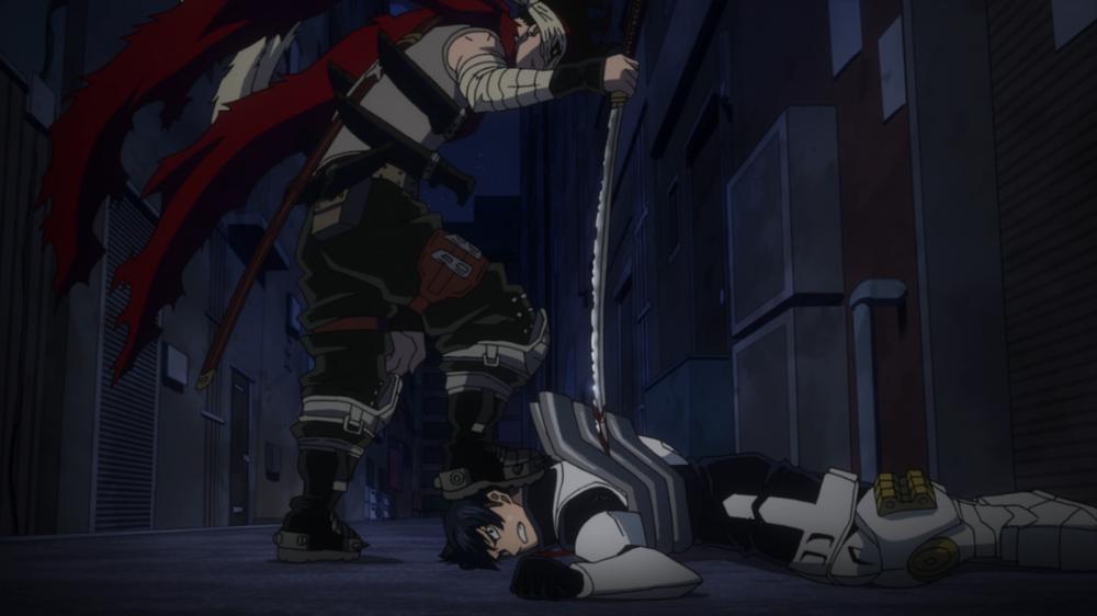 Stain mengalahkan Tenya. (dok. Bones/My Hero Academia)